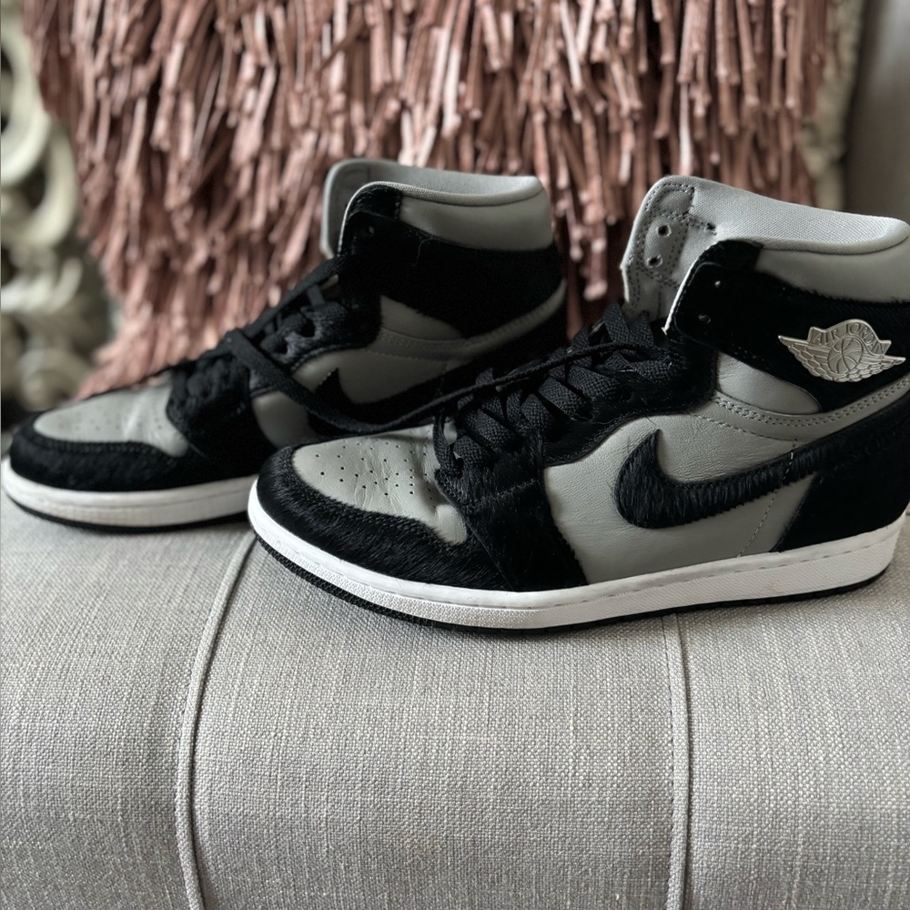 Nike Air Jordan 1 Mid Shadow Black Grey White w/Fur